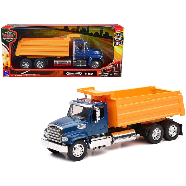 Freightliner 114SD Dump Truck Blue and Yellow "Long Haul Trucker" Series 1/32 Diecast Model by New Ray - New Ray - ModelCars.com