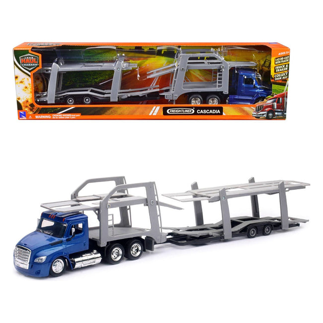 Freightliner Cascadia Auto Transporter Blue Metallic "Long Haul Trucker" Series 1/43 Diecast Model by New Ray - New Ray - ModelCars.com