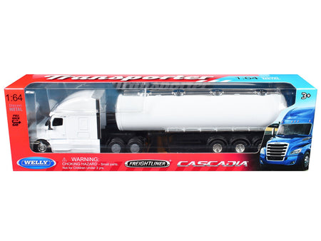 Freightliner Cascadia Oil Tanker Plain White "Transporter" Series 1/64 Diecast Model by Welly-Welly-ModelCars.com