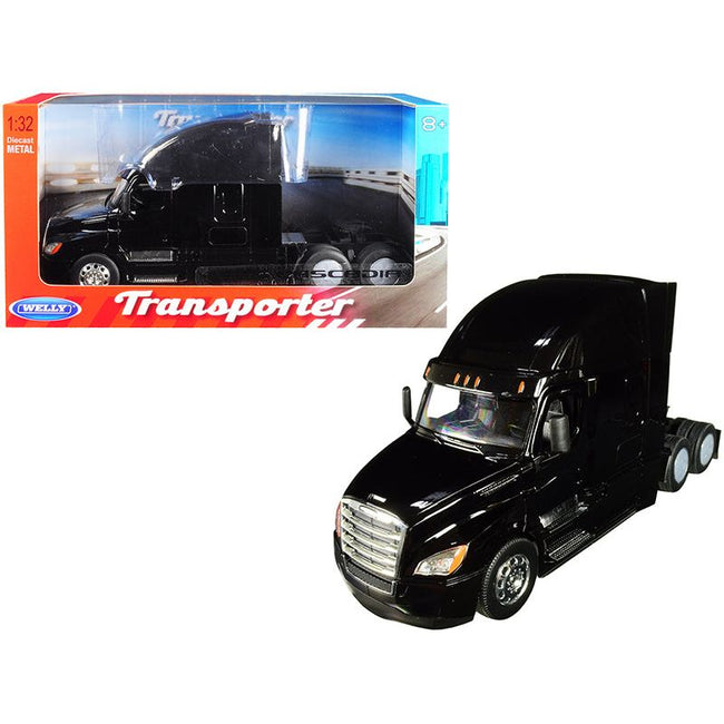 Freightliner Cascadia Truck Black "Transporter" 1/32 Diecast Model by Welly-Welly-ModelCars.com