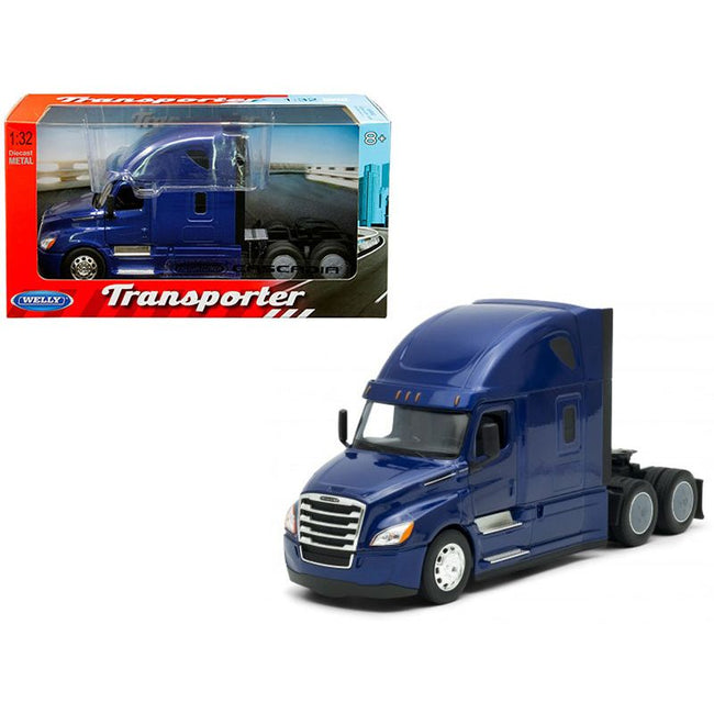 Freightliner Cascadia Truck Blue "Transporter" 1/32 Diecast Model by Welly-Welly-ModelCars.com
