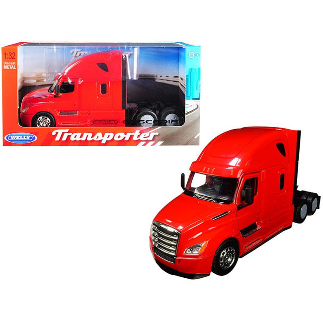 Freightliner Cascadia Truck Red "Transporter" 1/32 Diecast Model by Welly-Welly-ModelCars.com