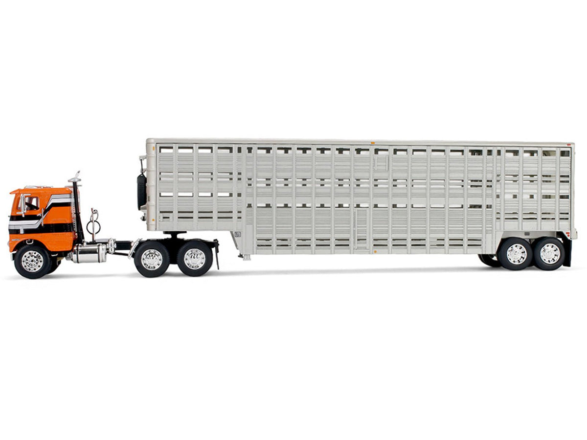 Freightliner COE and 45' Wilson Vintage Livestock Trailer Orange with Stripes 1/64 Diecast Model by DCP/First Gear-First Gear-ModelCars.com