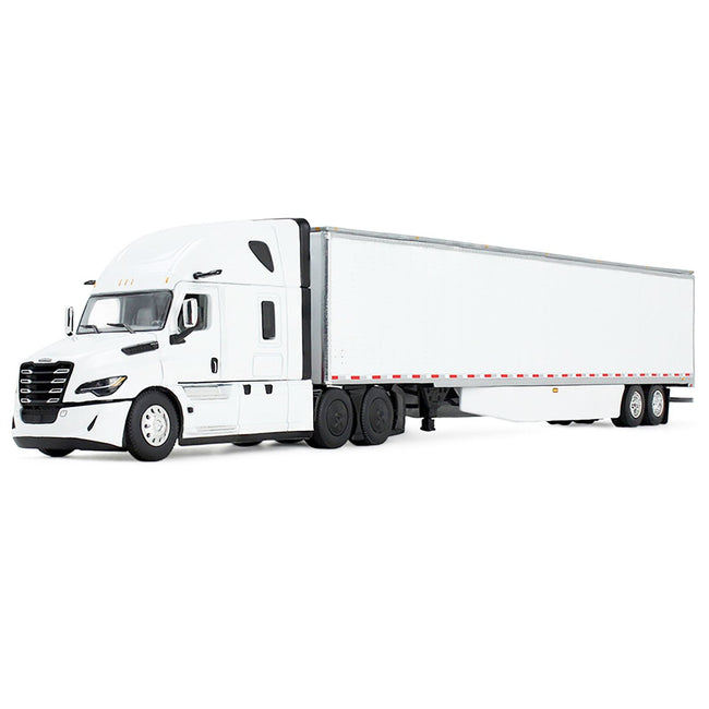 Freightliner Fifth Generation Cascadia Raised Roof Sleeper & 53' Utility Trailer with Skirts White 1/64 Diecast Model by DCP/First Gear-First Gear-ModelCars.com