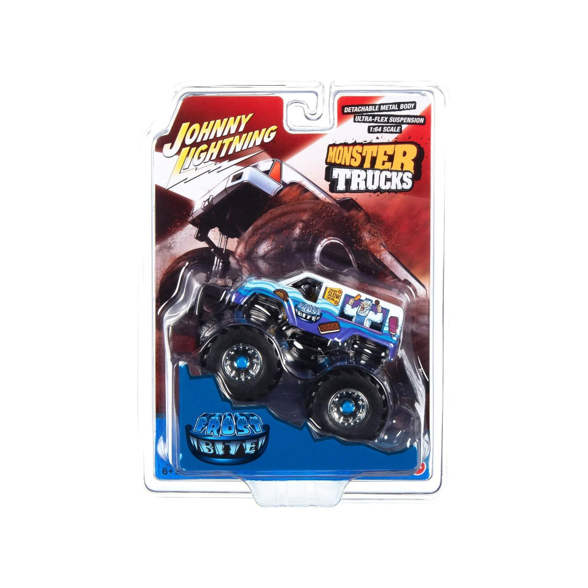 "Frost Bite" Monster Truck "I Scream You Scream" with Black Wheels "Monster Trucks" Series 1/64 Diecast Model by Johnny Lightning-Johnny Lightning-ModelCars.com