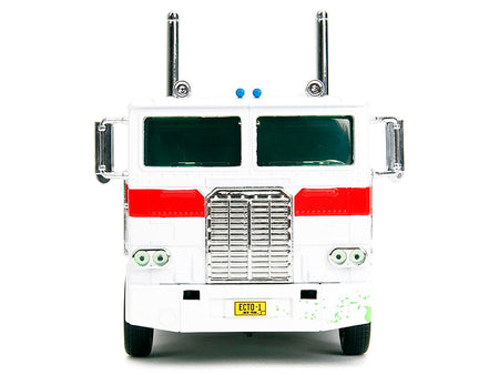 G1 Autobot Optimus Prime Truck White with Robot on Chassis from "Transformers" TV Series - "Ghostbusters" (1984) Movie Crossover "Hollywood Rides" Series 1/24 Diecast Model by Jada-Jada-ModelCars.com