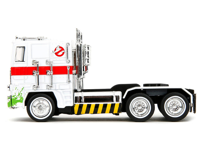 G1 Autobot Optimus Prime Truck White with Robot on Chassis from "Transformers" TV Series - "Ghostbusters" (1984) Movie Crossover "Hollywood Rides" Series Diecast Model by Jada-Jada-ModelCars.com