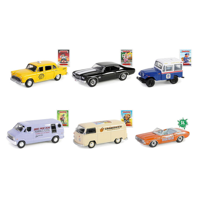 "Garbage Pail Kids" Set of 6 pieces Series 6 1/64 Diecast Models by Greenlight-Greenlight-ModelCars.com