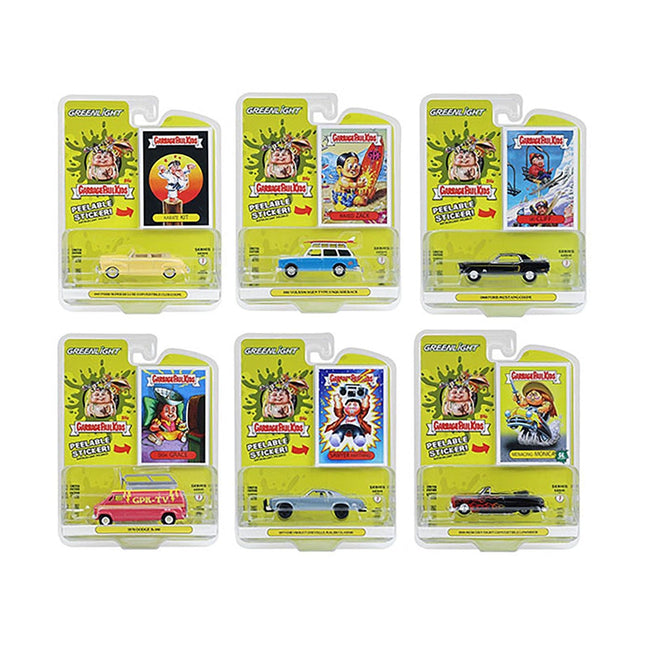 "Garbage Pail Kids" Set of 6 pieces Series 7 1/64 Diecast Models by Greenlight-Greenlight-ModelCars.com