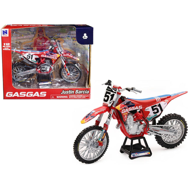 GasGas MC 450F Motorcycle 51 Justin Barcia "GasGas Factory Racing - Red Bull" 1/12 Diecast Model by New Ray - New Ray - ModelCars.com