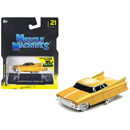 Gene Winfieldâ€™s 1961 Cadillac Maybelline Yellow Metallic with White Stripes 1/64 Diecast Model Car by Muscle Machines - Muscle Machines - ModelCars.com