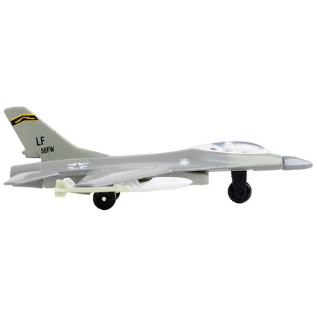 General Dynamics F - 16 Fighting Falcon Fighter Aircraft Gray "United States Air Force" with Runway Section Diecast Model Airplane by Runway24 - Runway24 - ModelCars.com