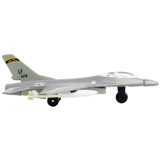 General Dynamics F - 16 Fighting Falcon Fighter Aircraft Gray "United States Air Force" with Runway Section Diecast Model Airplane by Runway24 - Runway24 - ModelCars.com