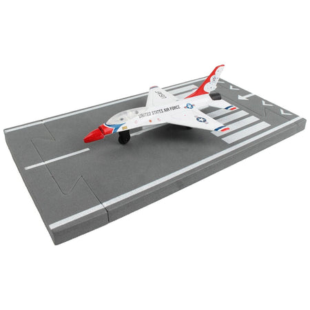 General Dynamics F - 16 Fighting Falcon Fighter Aircraft White "United States Air Force Thunderbirds" with Runway Section Diecast Model Airplane by Runway24 - Runway24 - ModelCars.com