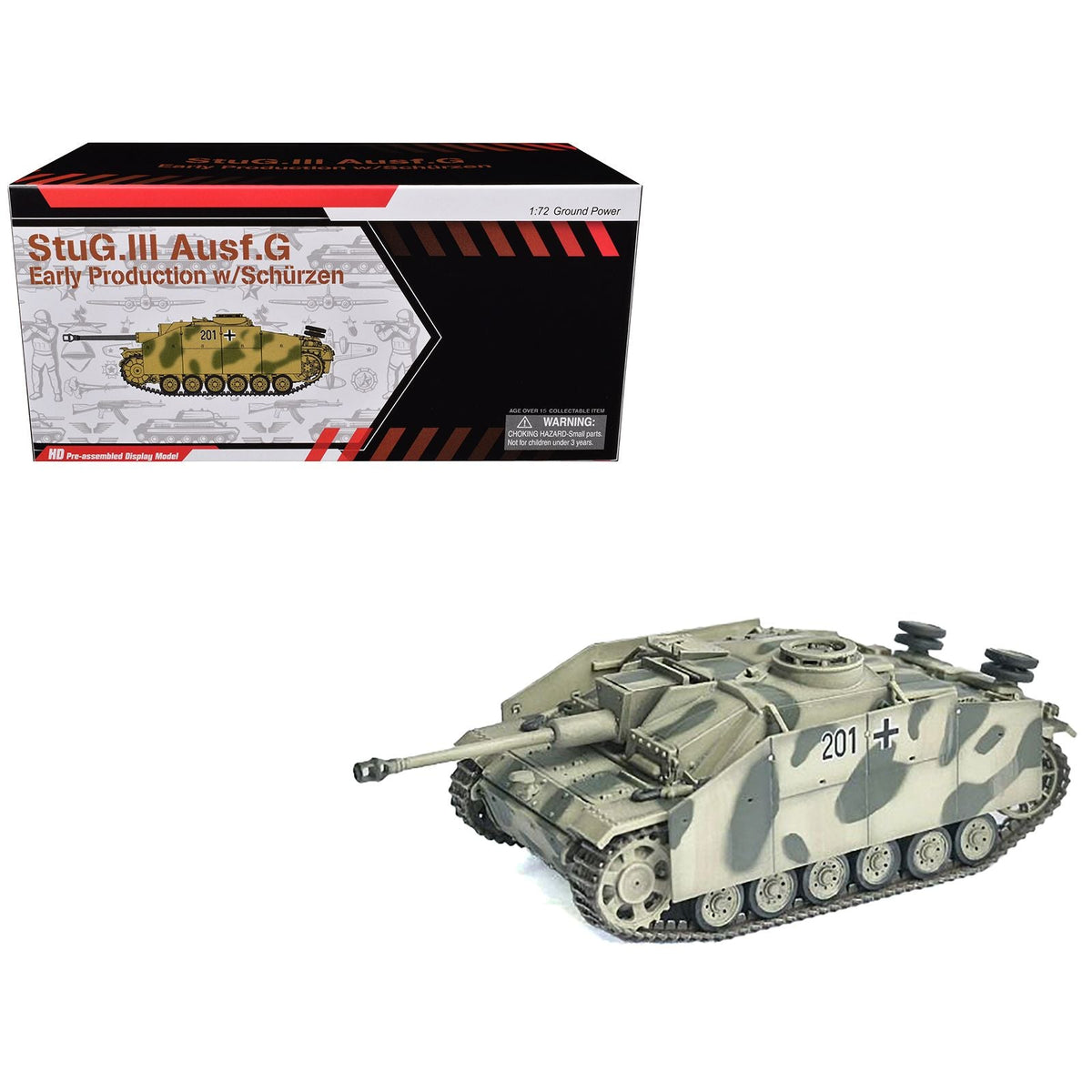 Germany StuG.III Ausf.G Early Production Tank with Schurzen #201 "StuG Brigade 242 Italy" (1943) "NEO Dragon Armor" Series 1/72 Plastic Model by Dragon Models-Dragon Models-ModelCars.com