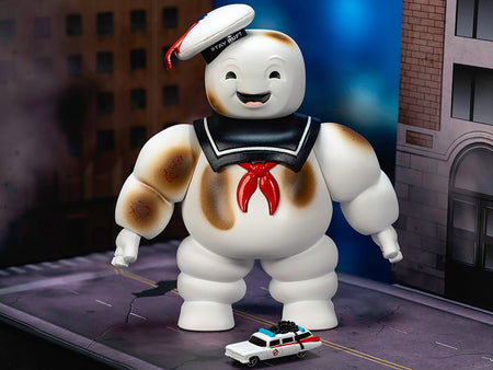 "Ghostbusters" 6" Stay Puft Marshmallow Man Figure with Nano Ecto-1 Car Diorama Set "Ghostbusters" (1984) Movie "Next Level" Series Model by Jada-Jada-ModelCars.com