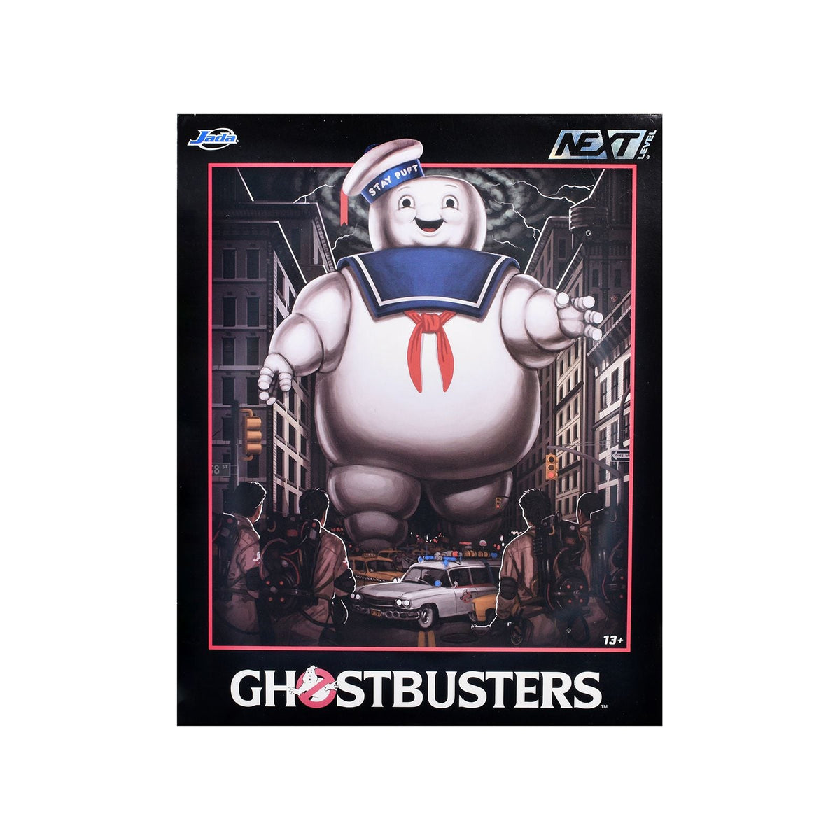 "Ghostbusters" 6" Stay Puft Marshmallow Man Figure with Nano Ecto-1 Car Diorama Set "Ghostbusters" (1984) Movie "Next Level" Series Model by Jada-Jada-ModelCars.com