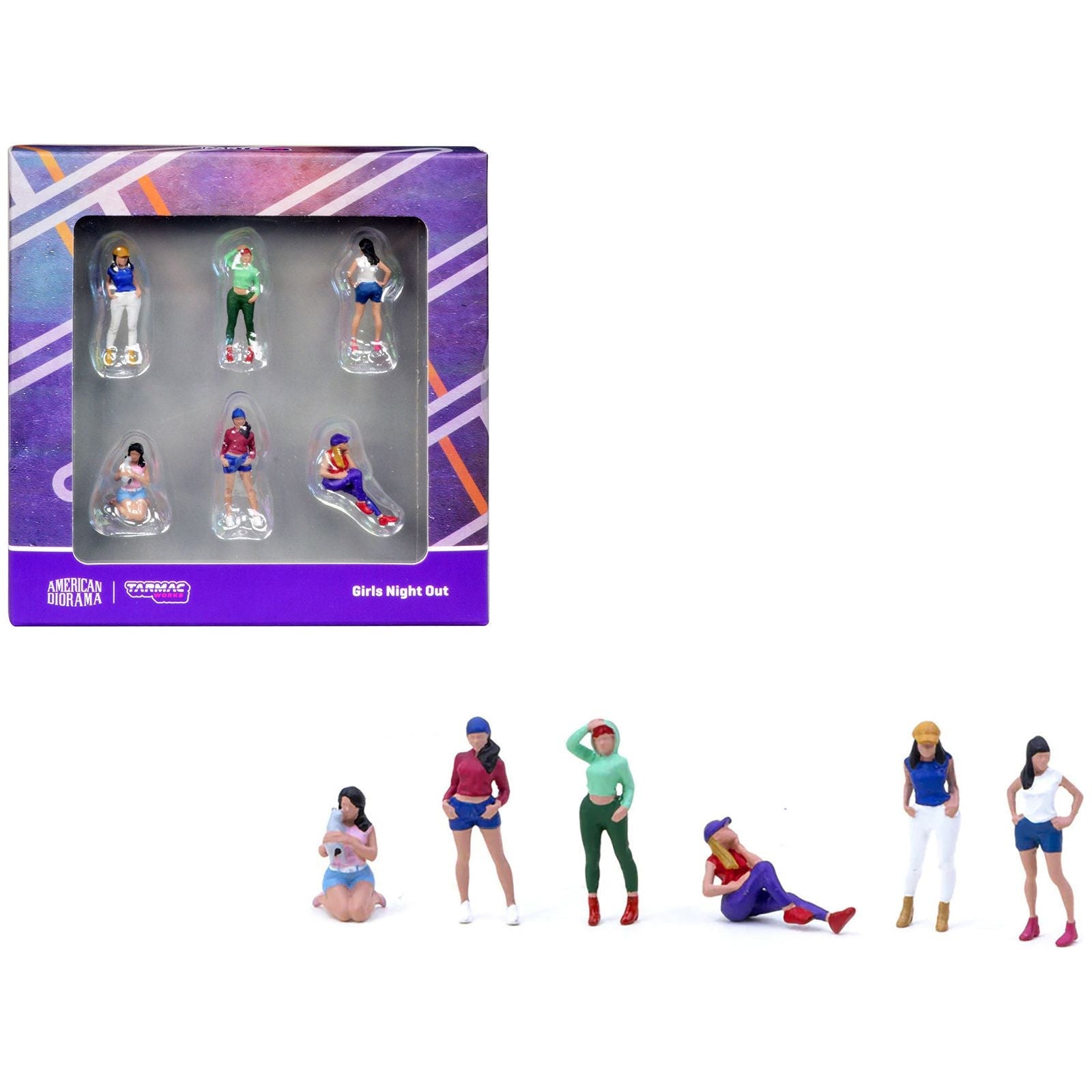 "Girls Night Out" 6 Piece Diecast Figure Set for 1/64 scale models by Tarmac Works & American Diorama - Tarmac Works - ModelCars.com