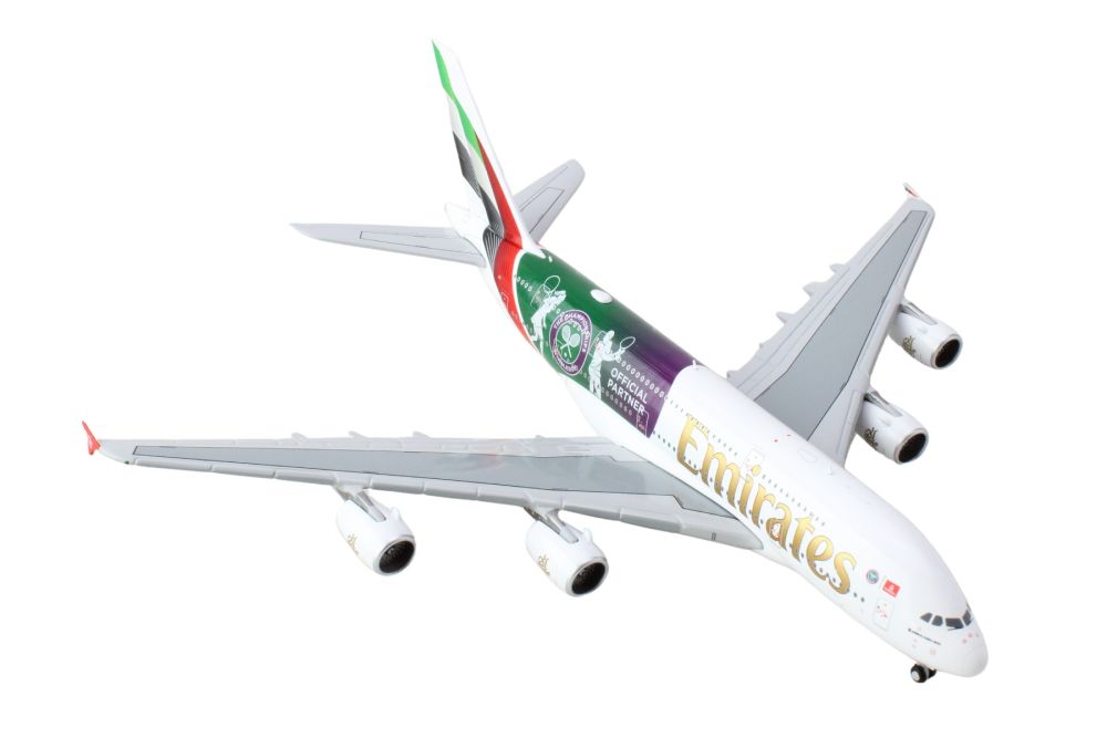 Airbus A380-800 Commercial Aircraft "Emirates Airlines - The Championships Wimbledon 2024" (A6-EOE) White with Graphics 1/400 Diecast Model Airplane by GeminiJets