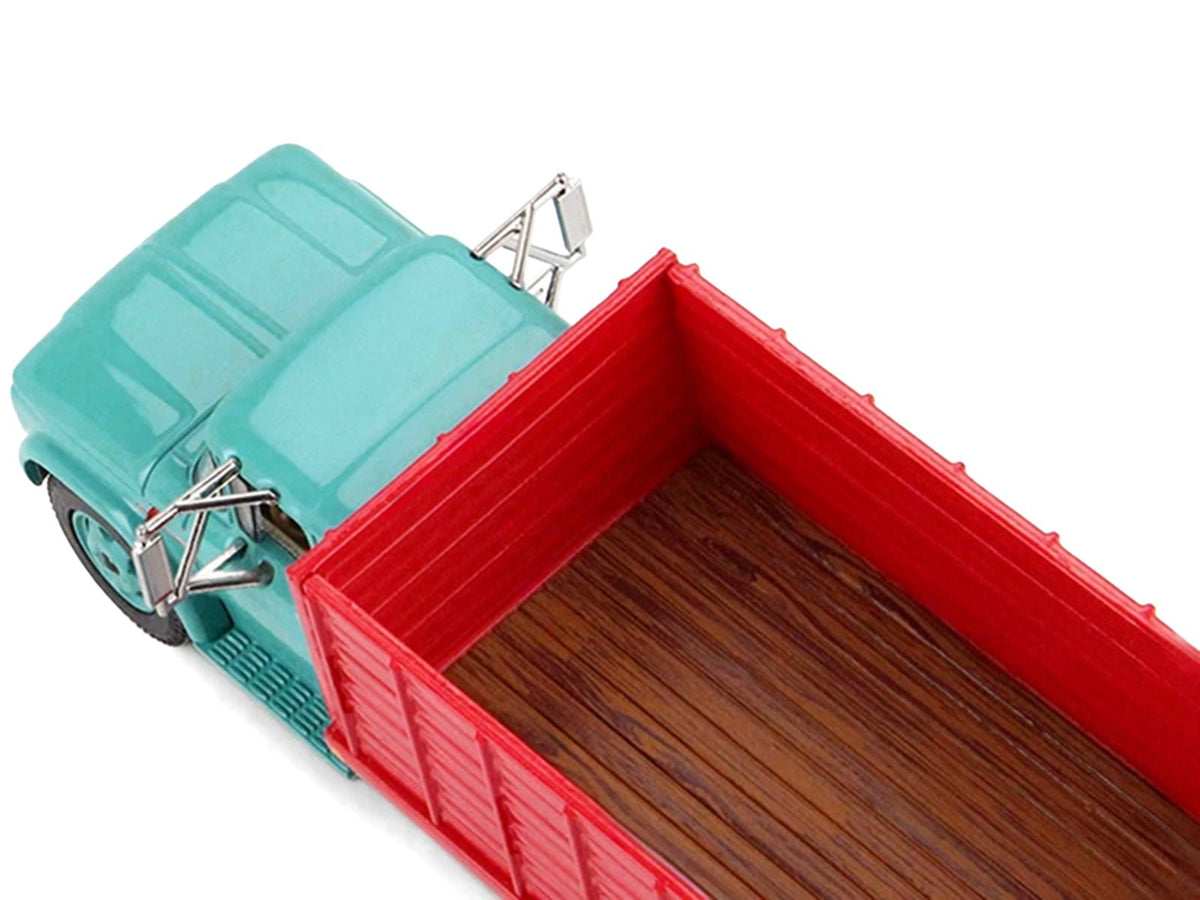 GMC 4000 Grain Truck Turquoise with Red Container 1/64 Diecast Model by DCP/First Gear-First Gear-ModelCars.com