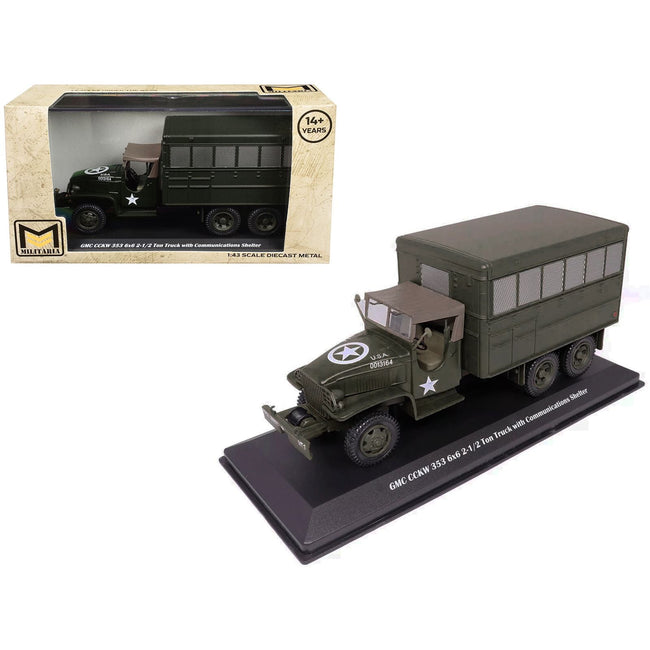 GMC CCKW 353 6x6 2-1/2 Ton Truck with Communications Shelter Olive Drab "United States Army" 1/43 Diecast Model by Militaria Die Cast-Militaria Die Cast-ModelCars.com