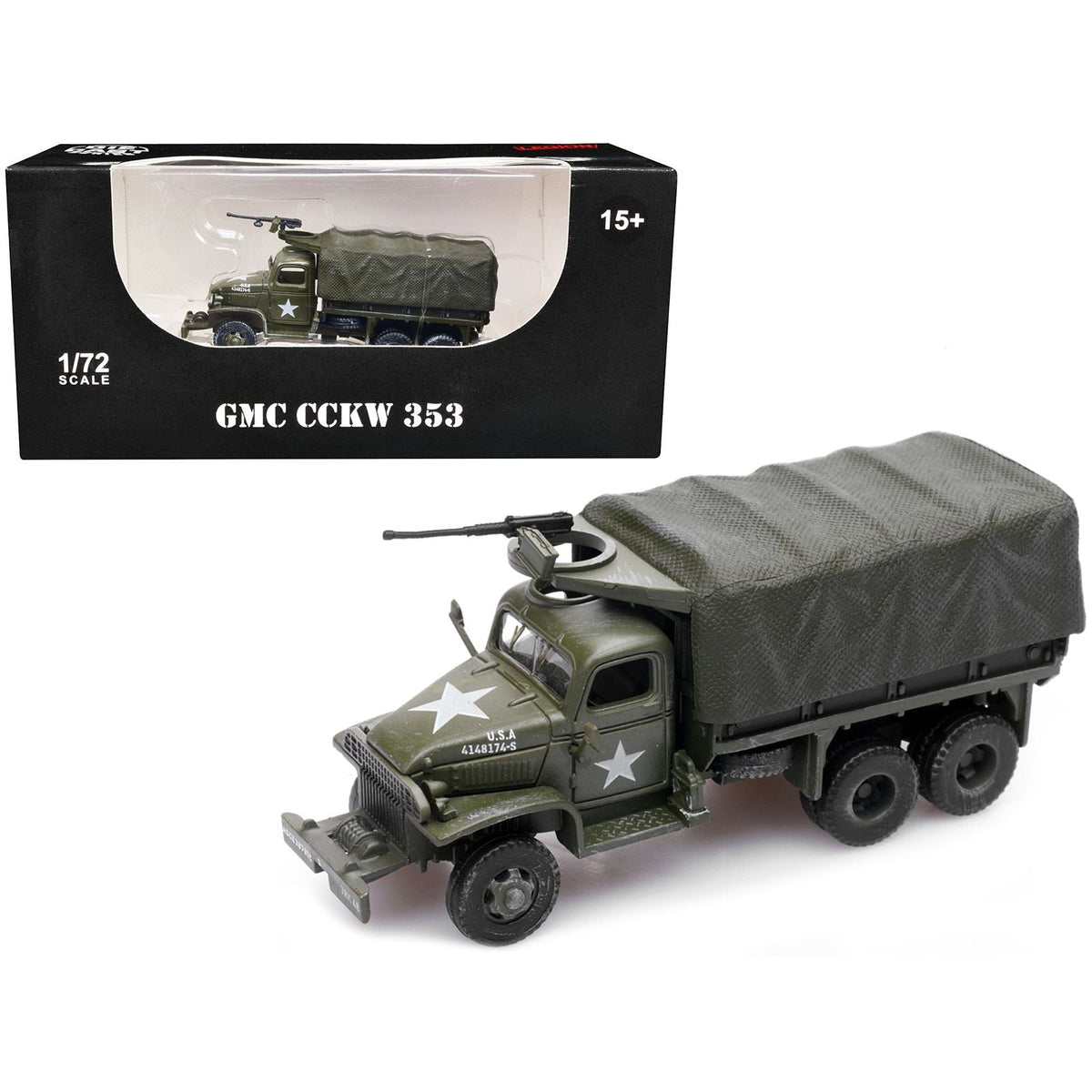 GMC CCKW 353 Truck With Mounted Gun Olive Drab "4148174-S" US Army World War II 1/72 Diecast Model by Legion-Legion-ModelCars.com