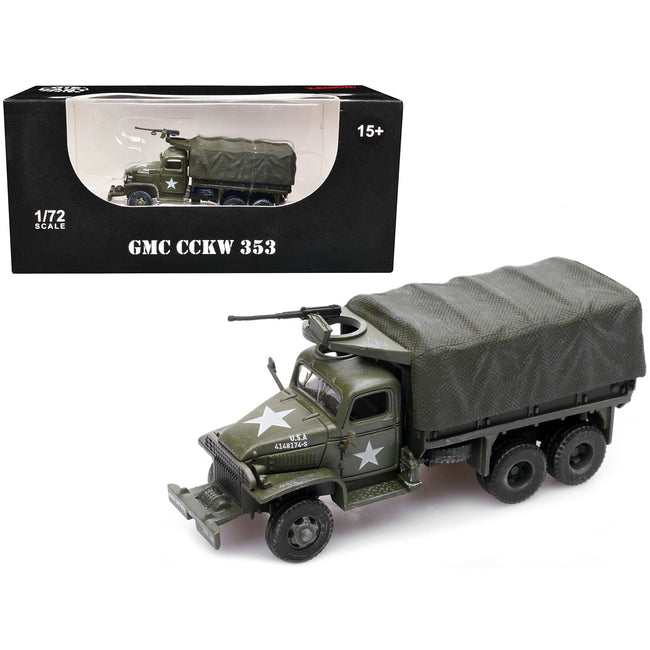 GMC CCKW 353 Truck With Mounted Gun Olive Drab "4148174-S" US Army World War II 1/72 Diecast Model by Legion-Legion-ModelCars.com