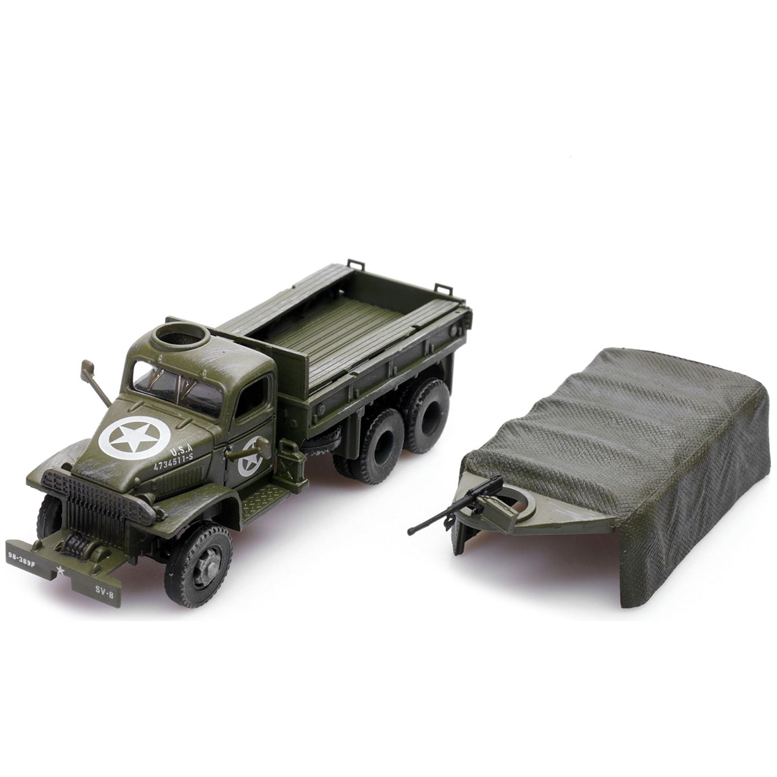GMC CCKW 353 Truck With Mounted Gun Olive Drab "4734511 - S" US Army World War II 1/72 Diecast Model by Legion - Legion - ModelCars.com