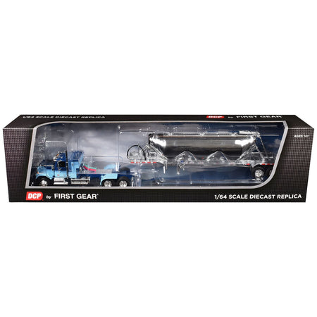 GMC General with 34" Flat Top Sleeper and Heil Pneumatic Tank Trailer Blue with Stripes 1/64 Diecast Model by DCP/First Gear-First Gear-ModelCars.com