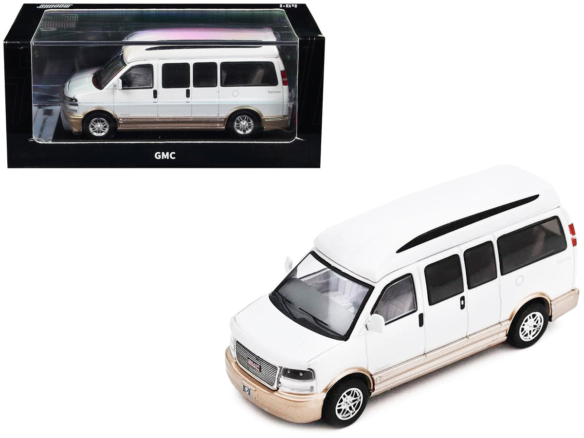 GMC Savana Explorer Limited SE Van White Metallic 1/64 Diecast Model Car by Shadow-Shadow-ModelCars.com