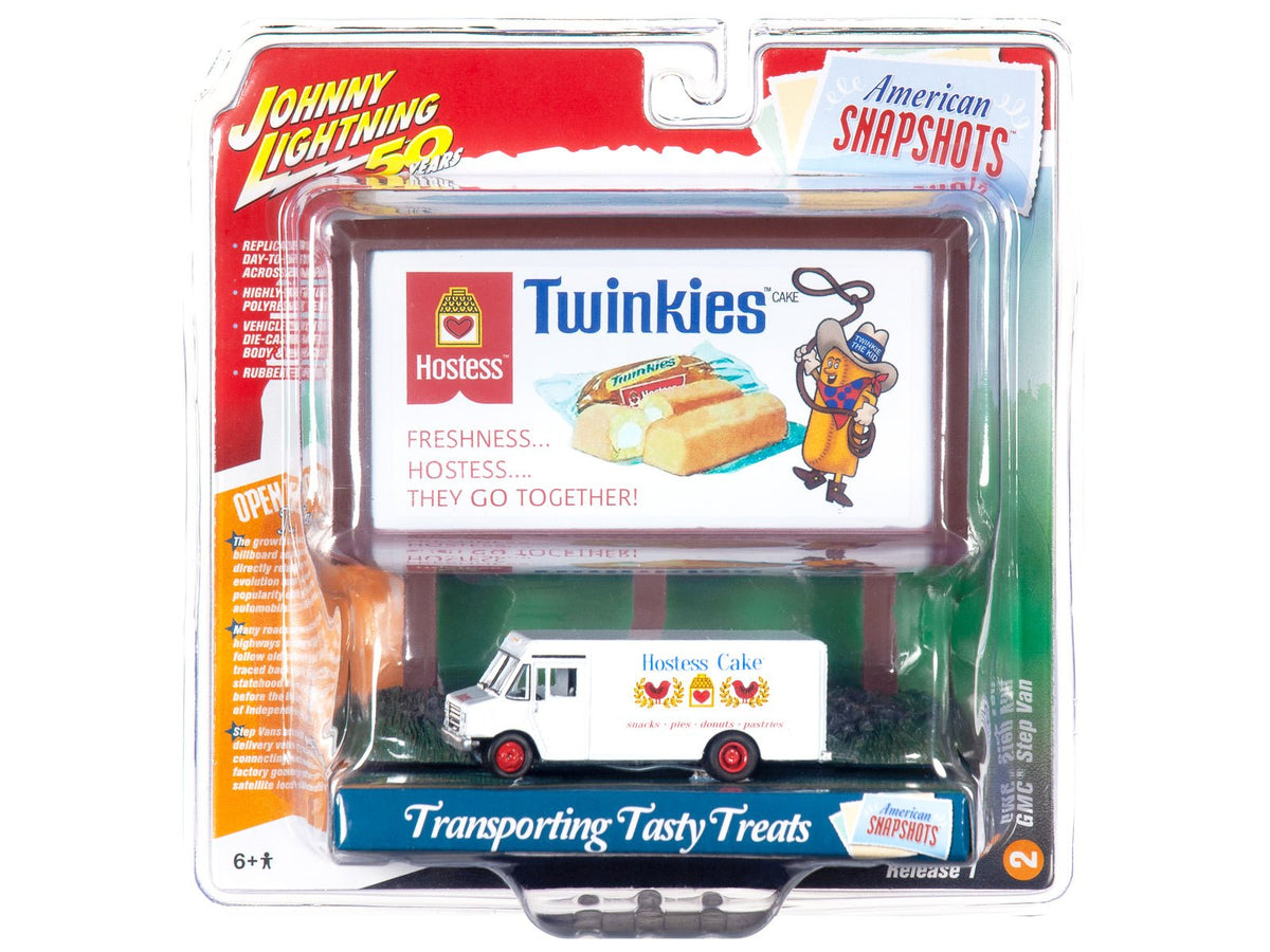 GMC Step Van White with "Hostess" Country Billboard "Johnny Lightning 50th Anniversary" 1/64 Diecast Model by Johnny Lightning-Johnny Lightning-ModelCars.com