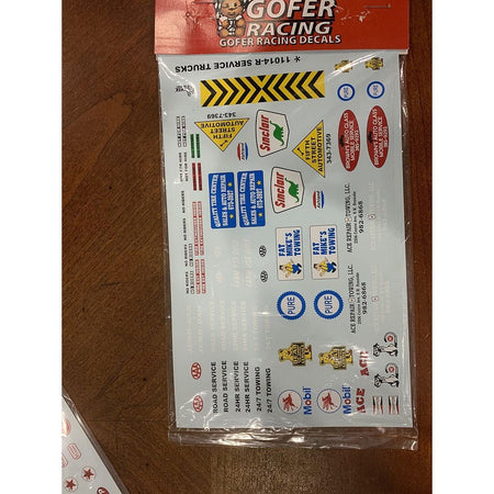 Gofer Racing 1/24 / 1/25 Service Truck Waterslide Decal Sheet - Gofer Racing - ModelCars.com