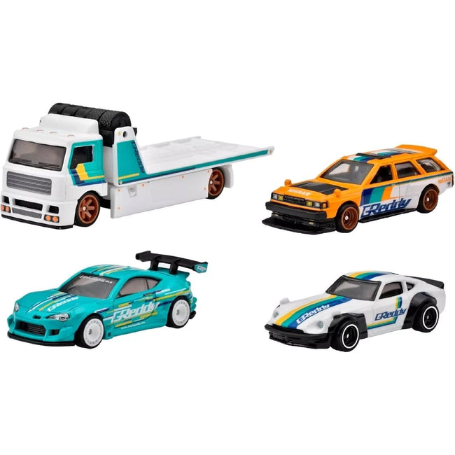"Greddy" Set of 4 pieces Series Hot Wheels "Premium" 2024 Series T Diecast Model Cars by Hot Wheels - Hotwheels - ModelCars.com