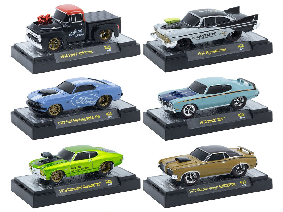 "Ground Pounders" 6 Cars Set Release 33 IN DISPLAY CASES Limited Edition 1/64 Diecast Model Cars by M2 Machines-M2-ModelCars.com