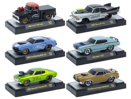 "Ground Pounders" 6 Cars Set Release 33 IN DISPLAY CASES Limited Edition 1/64 Diecast Model Cars by M2 Machines-M2-ModelCars.com