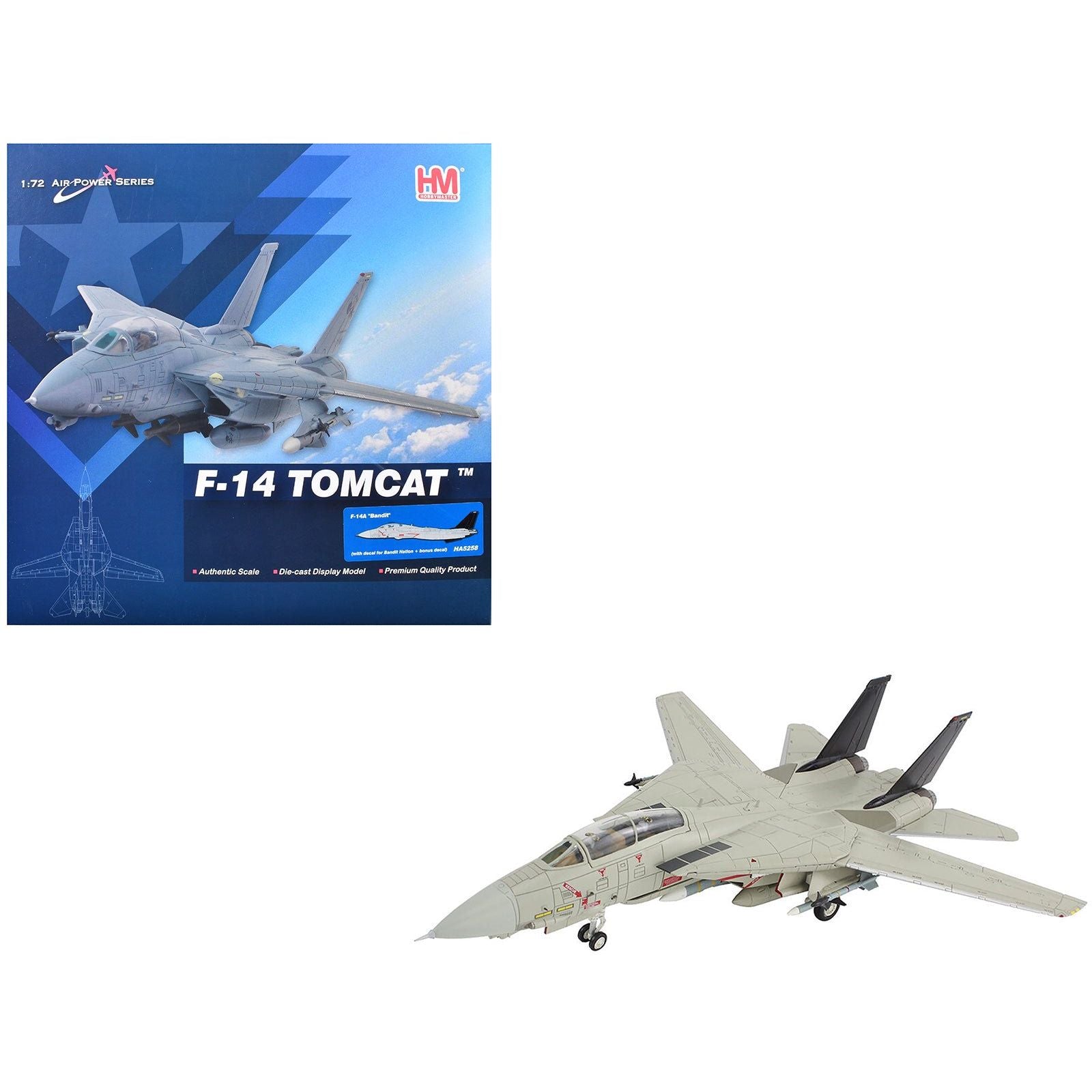 Grumman F - 14A Tomcat Fighter Aircraft "Bandit Rogue Nation" United States Navy "Air Power Series" 1/72 Diecast Model by Hobby Master - Hobby Master - ModelCars.com