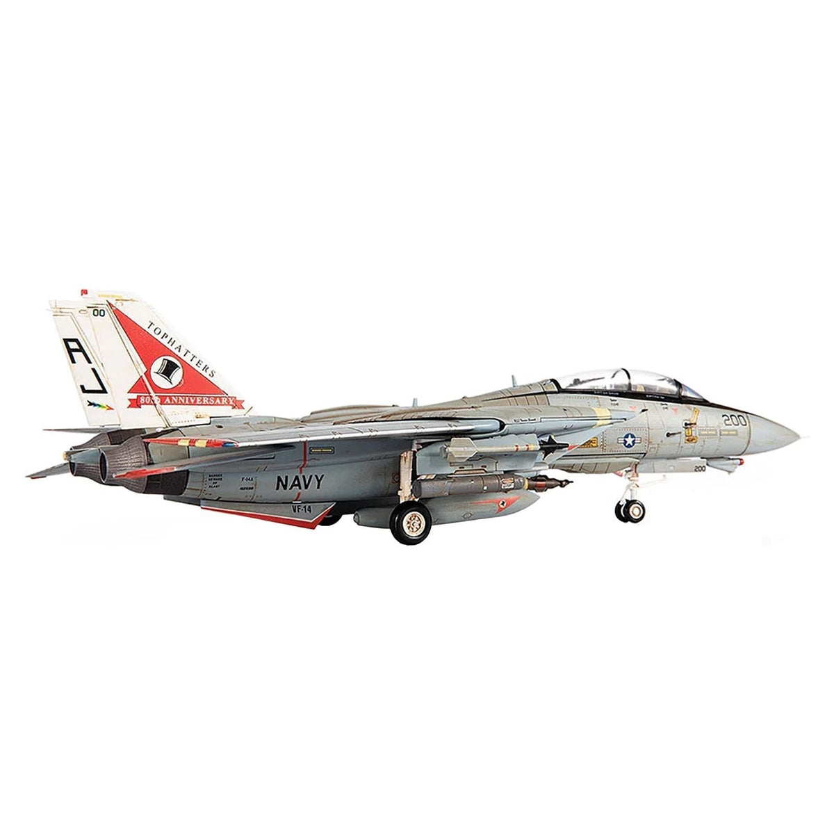 Grumman F-14A Tomcat Fighter Aircraft "VF-14 Tophatters USS Theodore Roosevelt 80th Anniversary Edition" (1999) United States Navy 1/72 Diecast Model by JC Wings-JC Wings-ModelCars.com