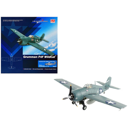 Grumman F4F-4 Wildcat Fighter Aircraft "Battle of Santa Cruz Lt. Swede Vejtasa VF-10 USS Enterprise" (1942) United States Navy "Air Power Series" 1/48 Diecast Model by Hobby Master-Hobby Master-ModelCars.com