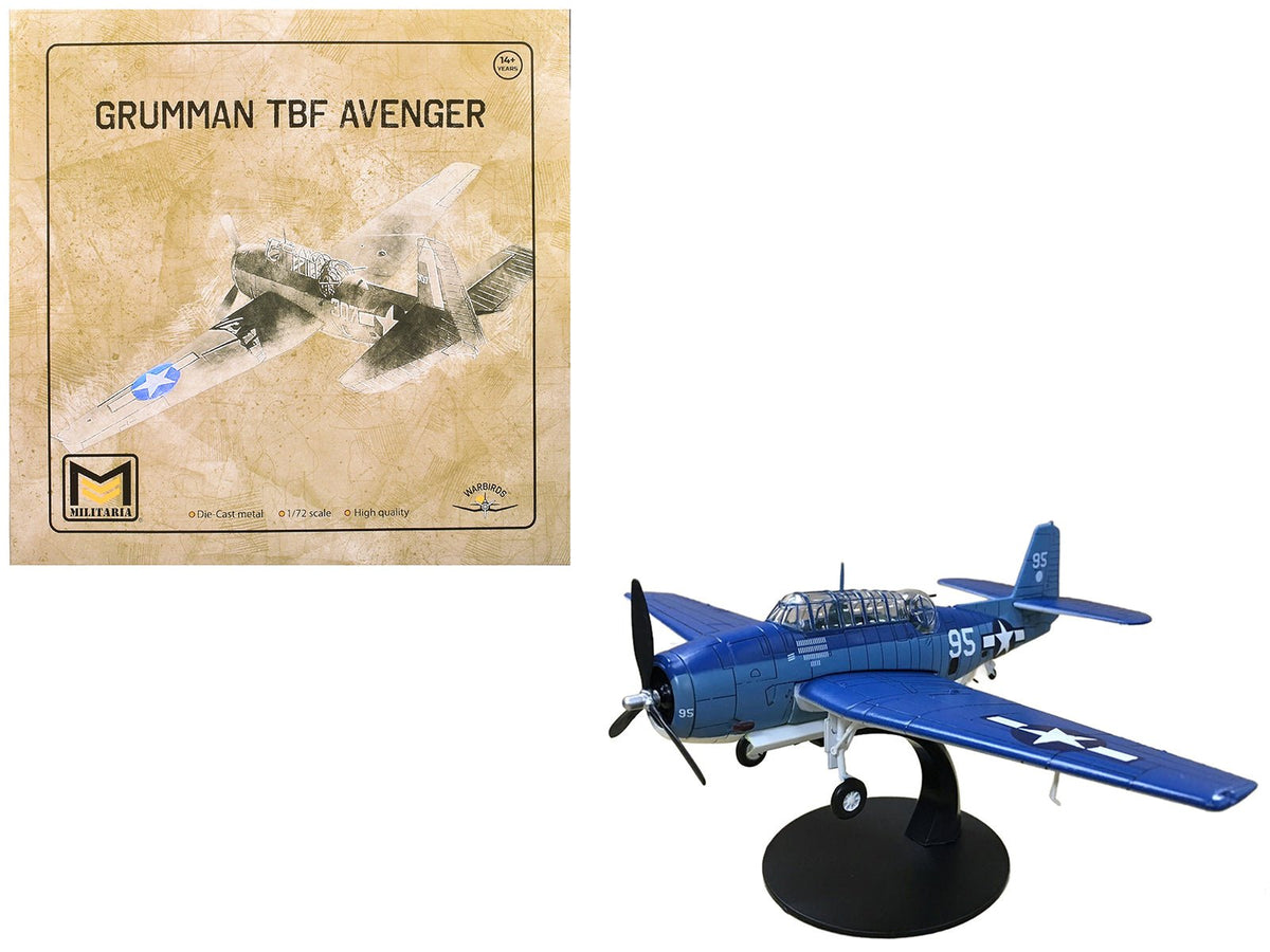 Grumman TBF Avenger Bomber Aircraft "White 95 USS Hornet" (1944) United States Navy 1/72 Diecast Model by Militaria Die Cast-Militaria Die Cast-ModelCars.com