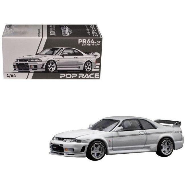 GTR Nismo 400R RHD (Right Hand Drive) White 1/64 Diecast Model Car by Pop Race-Pop Race-ModelCars.com