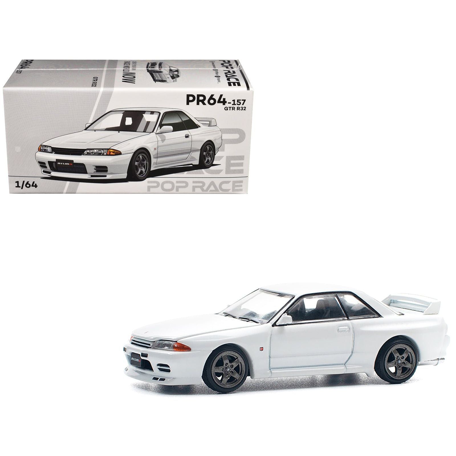 GTR R32 RHD (Right Hand Drive) Crystal White 1/64 Diecast Model Car by Pop Race - Pop Race - ModelCars.com