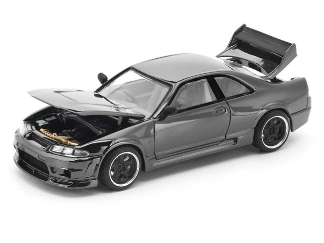 GTR R33 400R RHD (Right Hand Drive) Dark Chrome "The Dark Chrome Series" 1/64 Diecast Model Car by Pop Race-Pop Race-ModelCars.com