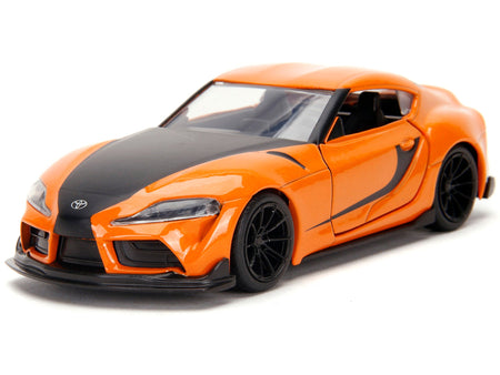Han's Mazda RX-7 Orange Metallic and Matt Black and Toyota GR Supra Orange Metallic with Black Hood Set of 2 pieces "Fast & Furious" Series 1/32 Diecast Model Cars by Jada-Jada-ModelCars.com