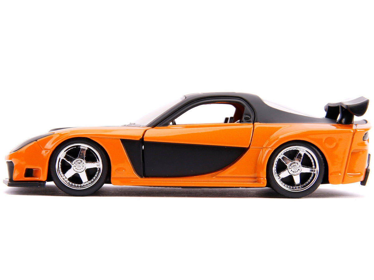Han's Mazda RX-7 Orange Metallic and Matt Black and Toyota GR Supra Orange Metallic with Black Hood Set of 2 pieces "Fast & Furious" Series 1/32 Diecast Model Cars by Jada-Jada-ModelCars.com