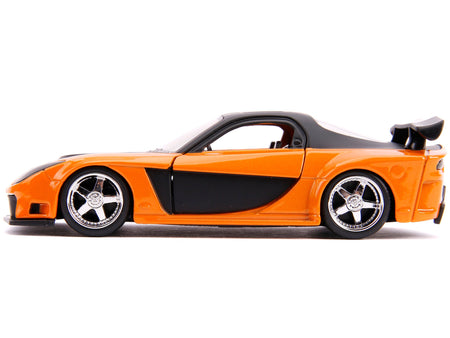 Han's Mazda RX-7 Orange Metallic and Matt Black and Toyota GR Supra Orange Metallic with Black Hood Set of 2 pieces "Fast & Furious" Series 1/32 Diecast Model Cars by Jada-Jada-ModelCars.com