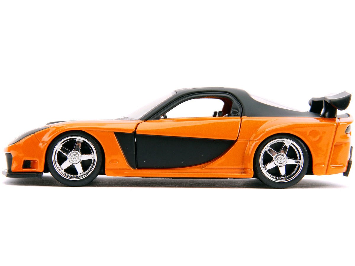 Han's Mazda RX-7 RHD (Right Hand Drive) Orange Metallic and Black "25 Years of Fast & Furious" "The Fast and the Furious: Tokyo Drift" (2006) Movie "Fast & Furious" Series 1/32 Diecast Model Car by Jada-Jada-ModelCars.com