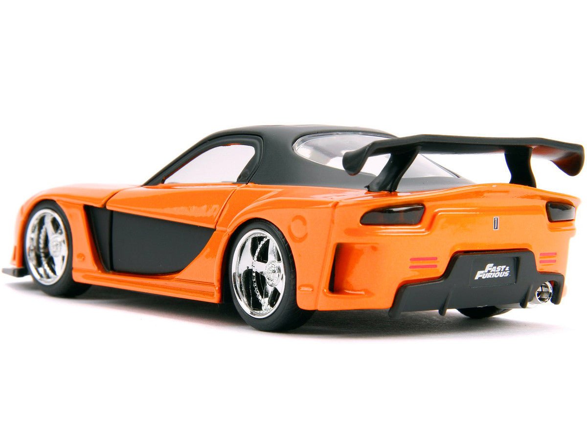 Han's Mazda RX-7 RHD (Right Hand Drive) Orange Metallic and Black "25 Years of Fast & Furious" "The Fast and the Furious: Tokyo Drift" (2006) Movie "Fast & Furious" Series 1/32 Diecast Model Car by Jada-Jada-ModelCars.com