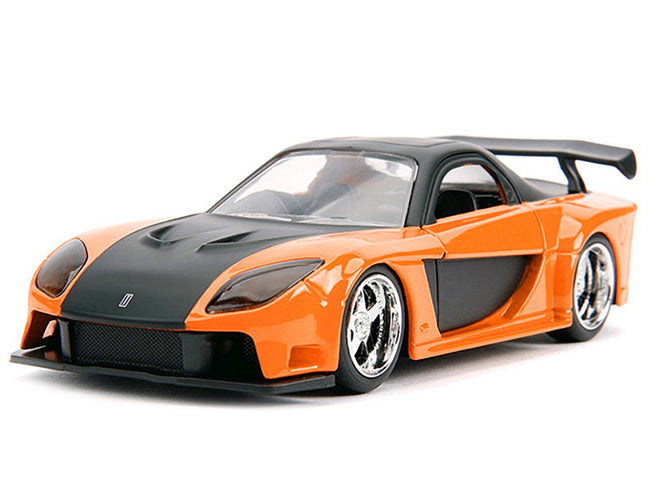 Han's Mazda RX-7 RHD (Right Hand Drive) Orange Metallic and Black "25 Years of Fast & Furious" "The Fast and the Furious: Tokyo Drift" (2006) Movie "Fast & Furious" Series 1/32 Diecast Model Car by Jada-Jada-ModelCars.com