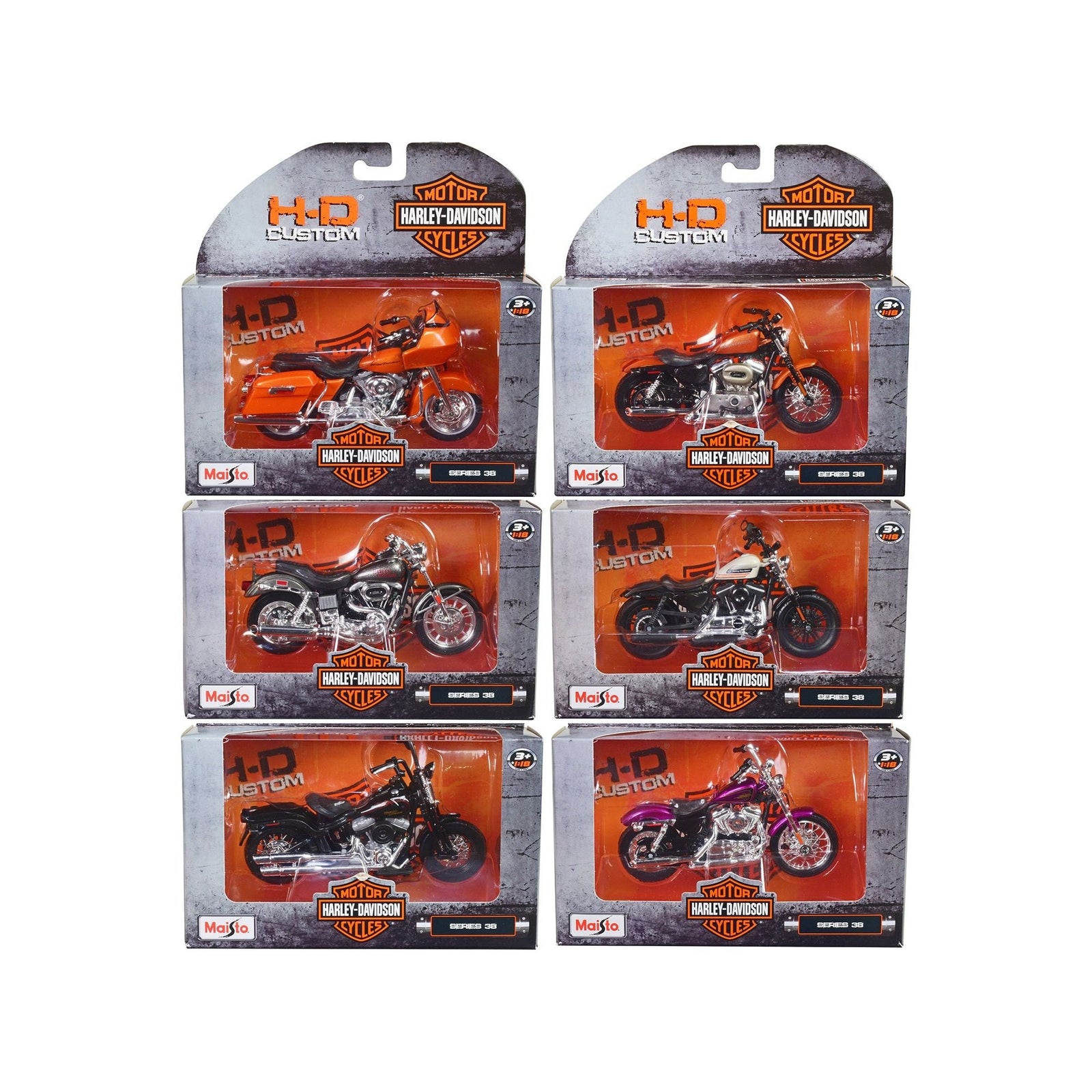 Harley - Davidson Motorcycles 6 piece Set Series 38 (Version 2) 1/18 Diecast Models by Maisto - Maisto - ModelCars.com