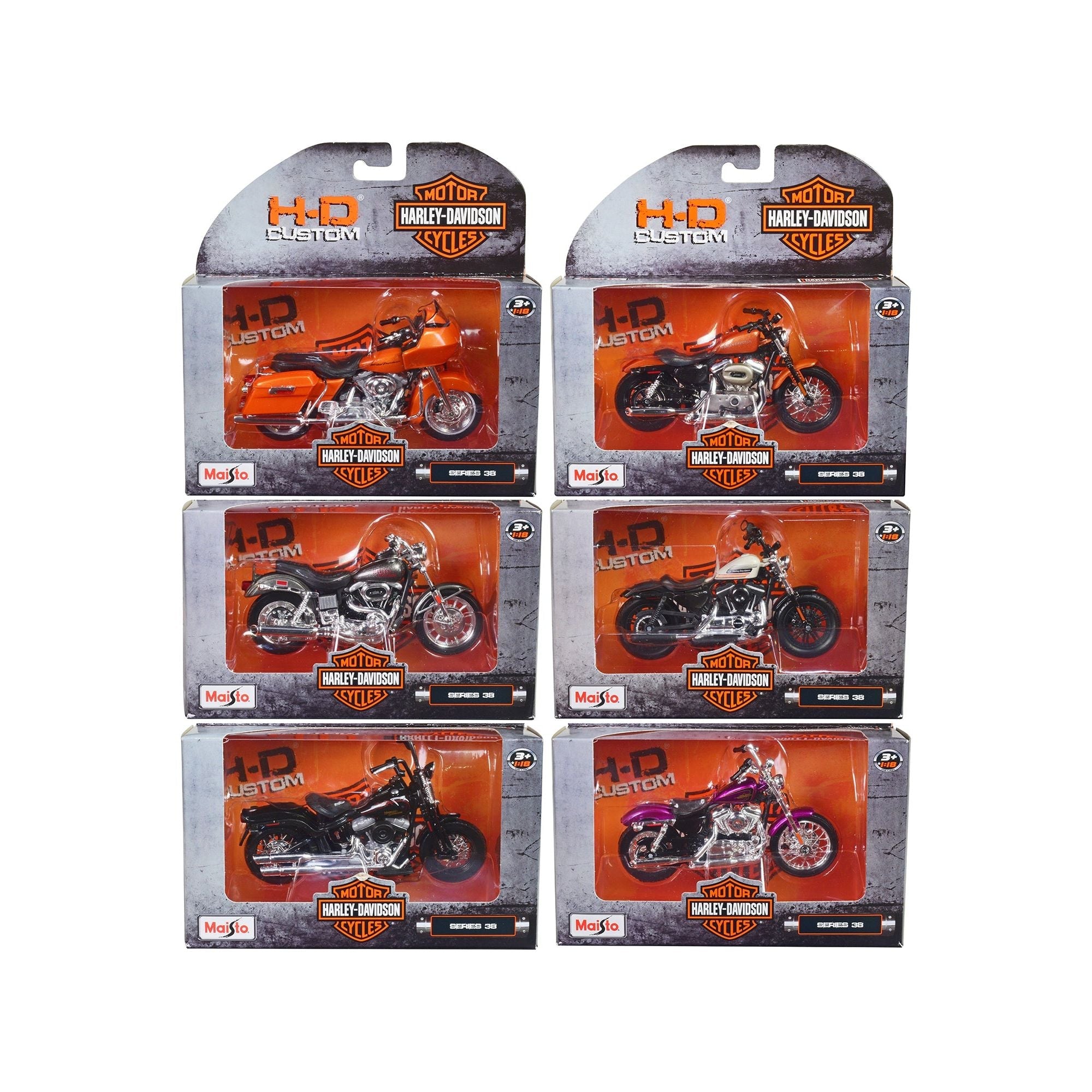 Harley - Davidson Motorcycles 6 piece Set Series 38 (Version 2) 1/18 Diecast Models by Maisto - Maisto - ModelCars.com